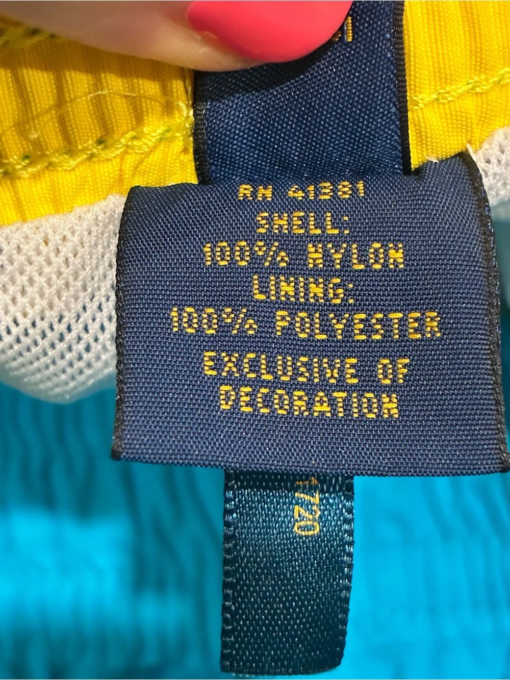 Polo by Ralph Lauren Men’s Turquoise and Yellow Swim Trunks, Size XL